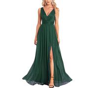 EsukAr Frauen Formale Abendkleid, Geraffte Prom Partei Ballkleid Maxi-Kleider,Grün,XL