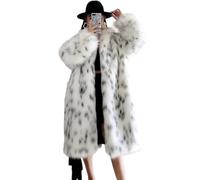 EsukAr Frauen Winter Faux Fuchs Pelzmantel, Dame Lässig Schnee Leopard Print Pelz Jacke, Dicke Warme Mitte Lange Plüsch Oberbekleidung,Leopard,L
