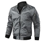 EsUkar Herren Jacke,Herren Bomberjacke Sommer Leichte Jacke Vintage Biker Mantel Punkrock Winddichte Jacke Outdoor-Sport Taktischer Mantel Herbst Übergangsjacke,Grau,Xxl