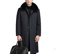 EsukAr Herren Winter Wollmäntel Pelzkragen Trenchcoat Freizeit-/Geschäftsmantel Einreihig, Lang, Peacoat, Mantel,S-6XL,Grey down lining,3XL