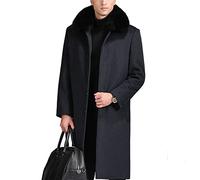 EsukAr Herren Winter Wollmäntel Pelzkragen Trenchcoat Freizeit-/Geschäftsmantel Einreihig, Lang, Peacoat, Mantel,S-6XL,Grey fleece lining,XXL