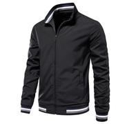 EsUkar Klassische Harrington Bomberjacke Für Herren Vintage Scooter Mantel Sommer Leichte Army Bomberjacke Mit Durchgehendem Reißverschluss Windjacke S 3XL Schwarz 5XL