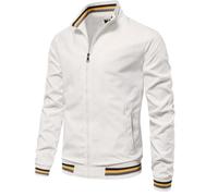 EsUkar Klassische Harrington Bomberjacke Für Herren Vintage Scooter Mantel Sommer Leichte Army Bomberjacke Mit Durchgehendem Reißverschluss Windjacke S 3XL Weiß 3XL