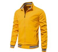 EsUkar Klassische Harrington Bomberjacke Für Herren Vintage Scooter Mantel Sommer Leichte Army Bomberjacke Mit Durchgehendem Reißverschluss Windjacke S 3XL Gelb S