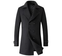 EsukAr Klassischer Business-Mantel Für Herren Winter Warm Doppelreihig Schwere Trenchcoats,Schwarz,L