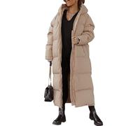 EsukAr Langer Steppmantel Für Frauen Kapuzenpulli-Jacke Mit Langen Ärmeln Wattierter Mantel Winter-Oberbekleidung,Camel,S