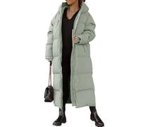 EsukAr Langer Steppmantel Für Frauen Kapuzenpulli-Jacke Mit Langen Ärmeln Wattierter Mantel Winter-Oberbekleidung,Grün,M