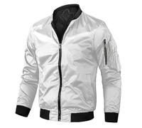 EsUkar Sommerjacke Herren,Herren Bomberjacke Sommer Leichte Jacke Vintage Biker Mantel Punkrock Winddichte Jacke Outdoor-Sport Taktischer Mantel Herbst Übergangsjacke,Weiß,L