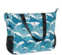 ESVAN Große Strandtasche, wasserabweisend, leicht, 50,8 cm, für Damen, übergroße Tragetasche für Fitnessstudio, Strand, Reisen, Pool, Yoga, Krankenschwester, Wave, X-Large