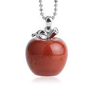 &ET Crystal Necklace, Natürliche Kristalledelstein-Roter Jaspis-Apfel-Anhänger-Kristallhalsketten Mit Silberkette Weihnachtsschmuck für Damen Herren