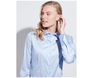 Eterna Bluse Popeline Stretch Tailliert D708 5352, Gr. 44 blau