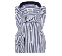 ETERNA Comfort Fit Dynamic Cotton Hemd Langarm Twill Streifen dunkelblau