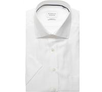 ETERNA Herrenhemd Kurzarm Weiß ? Comfort Fit Businesshemd mit Struktur, Baumwollmischung mit Brusttasche 46