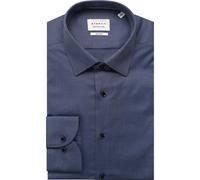 ETERNA Langarmhemd Male Dynamic Cotton Slim Fit - strukturiert, Denim, Gr. 44, bügelfrei