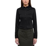 ETERNA Fitted Bluse Langarm Hemdkragen Jersey schwarz