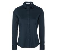 ETERNA Fitted Bluse Langarm Hemdkragen Jersey Navy