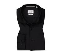 eterna Mode Herrenhemd Slim Fit Langarm 100% Baumwolle Einfarbig Schwarz