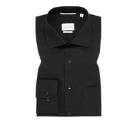 ETERNA Herren Business-Hemd Original Shirt | Schwarz | Modern Fit | Einfarbig | Langarm | Bügelfrei, Knitterfrei | 100% Baumwolle | Kent-Kragen Gr. 45