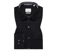 ETERNA Herren Business-Hemd Original Shirt | Schwarz Patch | Modern Fit | Einfarbig | Langarm | Bügelfrei, Knitterfrei | 100% Baumwolle | Kent-Kragen Gr. 44