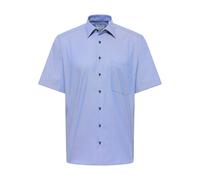 ETERNA Herren Businesshemd Kurzarm Comfort FIT | Struktur Blau | Bügelfrei | Kent Kragen Gr. 48