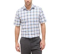 ETERNA Herren Businesshemd Kurzarm Modern Fit | Struktur Blau | Bügelfrei | Kent Kragen Gr. 44