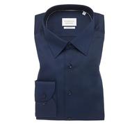 Langarmhemd ETERNA "MODERN FIT", Herren, Gr. 43, Normalgrößen, navy, Satin, 100% Baumwolle, tailliert, Manschette, Hemden, NON IRON (bügelfrei) (49629448-43) navy