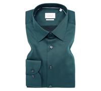 Langarmhemd ETERNA "MODERN FIT", Herren, Gr. 40, Normalgrößen, grün (dunkelgrün), Satin, 100% Baumwolle, tailliert, Langarm Manschette, Hemden, NON IRON (bügelfrei) (63551243-40) dunkelgrün