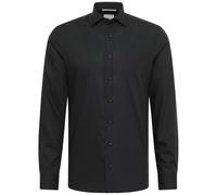 eterna Mode Herrenhemd Slim Fit Langarm 100% Baumwolle Einfarbig Schwarz