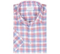 ETERNA Herren Kurzarm Hemd Comfort FIT | Karo Rot | 52% Lyocell, 48% Baumwolle | Kentkragen Gr. 43
