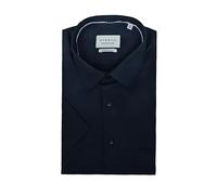 ETERNA Herren Kurzarm Hemd Comfort FIT | Marine | Struktur | 100% Baumwolle | Kentkragen Gr. 44