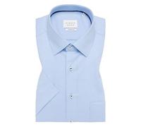 ETERNA Herren Kurzarm Hemd Comfort FIT | Struktur Hellblau | Patch | 100% Baumwolle | Kentkragen Gr. 43