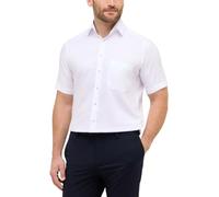 ETERNA Herren Kurzarm Hemd Comfort FIT | Struktur Weiß | Patch | 100% Baumwolle | Kentkragen Gr. 48