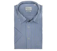 ETERNA Herren Kurzarm Hemd MODERN FIT | Streifen Dunkelblau-Weiß | 100% Baumwolle | Kentkragen Gr. 40