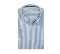 ETERNA Herren Kurzarm Hemd MODERN FIT | Streifen Hellblau-Weiß | 100% Baumwolle | Kentkragen Gr. 40