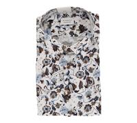 ETERNA Herren Kurzarmhemd Floral Blau/Braun ? Comfort Fit, Non Iron, 100 % Baumwolle 46