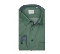ETERNA Herren Langarm Hemd Comfort FIT | Grün strukturiert | Patch | 100% Baumwolle | Kentkragen Gr. 42