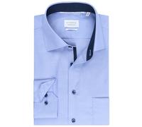 ETERNA Herren Langarm Hemd Modern Fit | Bügelfrei | Dynamic Cotton™ | Blau | Mit Brusttasche I Twill I 100% Baumwolle | Kentkragen mit dunkelblauen Ausputz Gr. 48