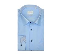 ETERNA Herren Langarm Hemd Modern Fit | Uni Hellblau | 100% Baumwolle Patch Kent-Kragen Gr. 41