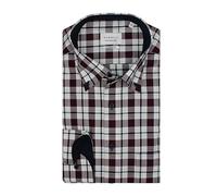 ETERNA Herren Langarmhemd Comfort Fit | Kariert Bordeaux | 100% Baumwolle | Button-Down-Kragen Gr. 47