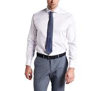 Eterna Herren Langarmhemd Modern Fit Cover Twill weiß Uni Hemd, 44