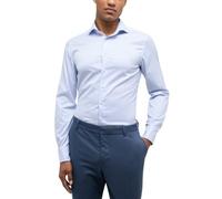 Eterna Herren Langarmshirt Slim Fit Soft Tailoring Twill hellblau gestreift Hemd, 40
