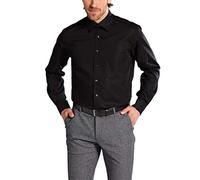 ETERNA Herren Langarm Hemd Comfort Fit | Uni Schwarz | Bügelfrei, Knitterfrei, 100% Baumwolle | Kent-Kragen Gr. 42