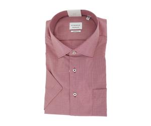 ETERNA Herrenhemd Comfort Fit Rot Weiß Gemustert ? 100% Baumwolle ? Kurzarm Business Freizeit Hemd 48