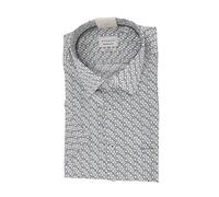 ETERNA Herrenhemd Comfort Fit Weiß Gemustert Blau Grün - 100% Baumwolle - Kurzarm Business Freizeit Hemd - 48