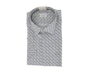 ETERNA Herrenhemd Comfort Fit Weiß Gemustert Blau Grün ? 100% Baumwolle ? Kurzarm Business Freizeit Hemd 48