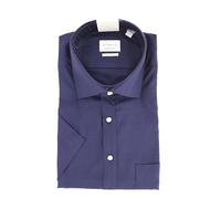 ETERNA Herrenhemd Kurzarm Dunkelblau ? Comfort Fit Businesshemd mit Brusttasche, Baumwollmischung 52