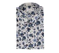 ETERNA Herrenhemd Kurzarm Floral Blau/Grün ? Comfort Fit Businesshemd, Non Iron, 100 % Baumwolle 44