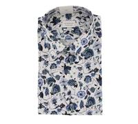 ETERNA Herrenhemd Kurzarm Floral Blau/Grün ? Comfort Fit Businesshemd, Non Iron, 100 % Baumwolle 50