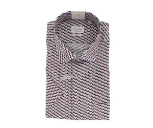 ETERNA Herrenhemd Kurzarm Gemustert Rot/Blau ? Comfort Fit Businesshemd, Non Iron, 100 % Baumwolle 48