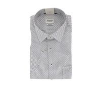 ETERNA Herrenhemd Kurzarm Weiß mit blauem Punkte-Muster ? Comfort Fit Businesshemd Non Iron aus 100 % Baumwolle 48
